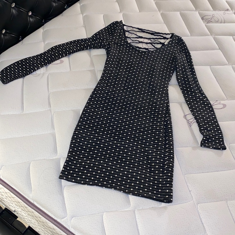 Black and White Long Sleeve Dress